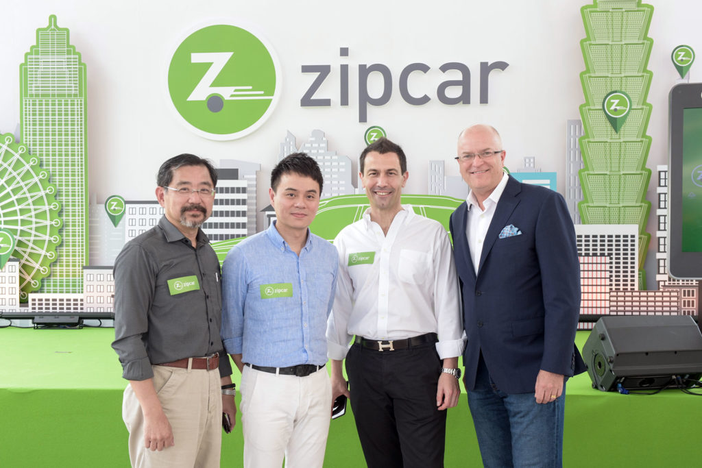 Zipcar台灣總經理 何懷洋、Zipcar台灣董事長 彭仕邦、Zipcar全球營運暨行動業務事業群總裁Massimo Marsalli、台灣奧迪福斯集團總裁Terry Johnson