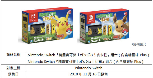 Nintendo Switch《精靈寶可夢 Let's Go！皮卡丘》／《精靈寶可夢 Let's Go！伊布》（內含精靈球 Plus）組合