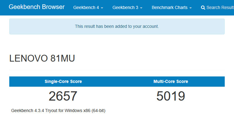 Geekbench 4 CPU跑分結果